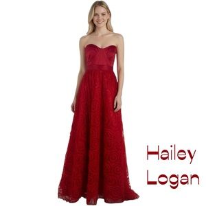 Hailey Logan Red Rosettes Maxi Dress NWT Size 5-6